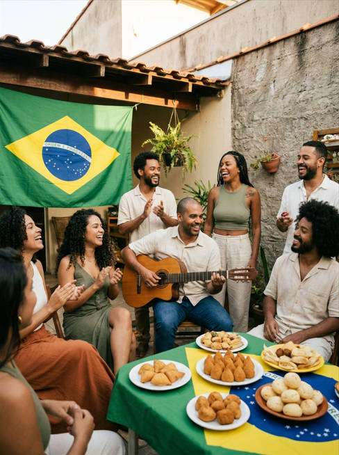 cena com violão e amigos - exemplo de 7 de setembro