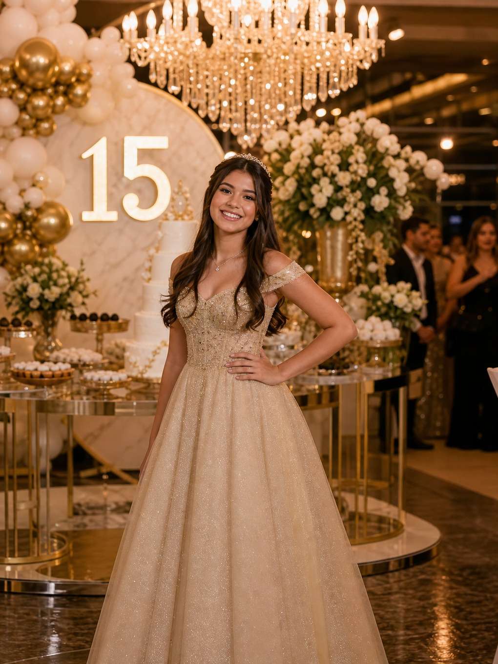 salão clássico - exemplo de prompt para foto de 15 anos