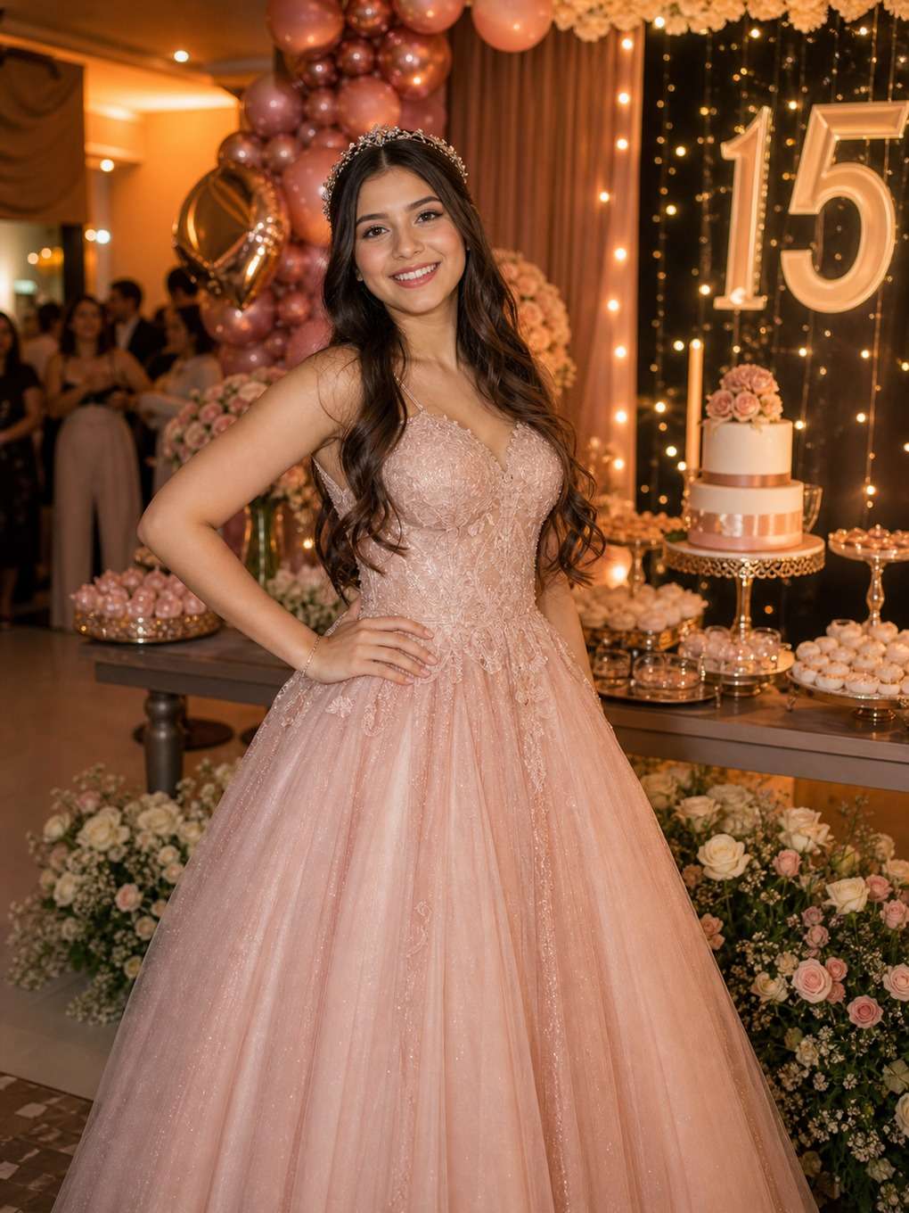 paleta rosé - exemplo de prompt para foto de 15 anos