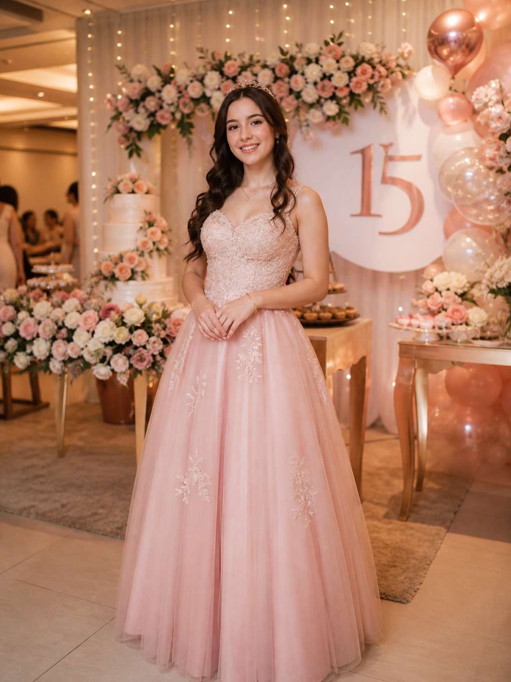 fundo floral - exemplo de prompt para foto de 15 anos