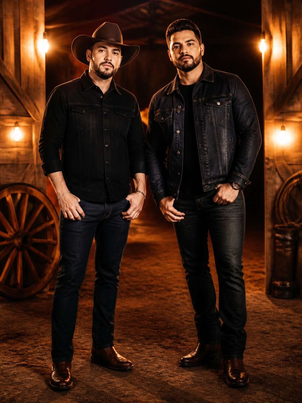 dupla sertaneja em campanha de lançamento - exemplo de prompt gpt foto dupla sertaneja