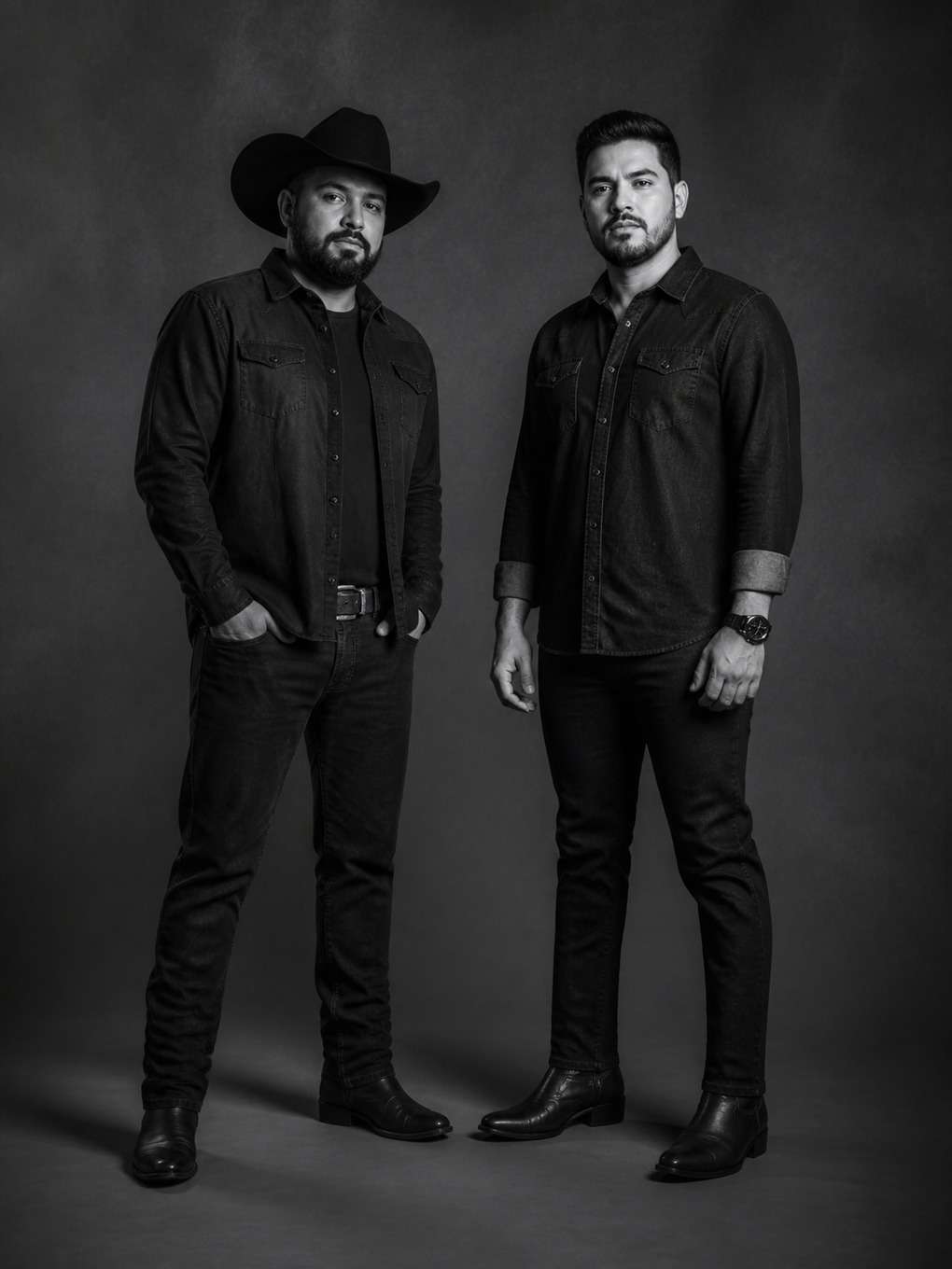 retrato sertanejo clássico em preto e branco - exemplo de prompt gpt foto dupla sertaneja