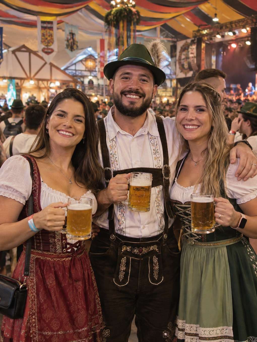 amigos adultos na festa - exemplo de prompt oktoberfest