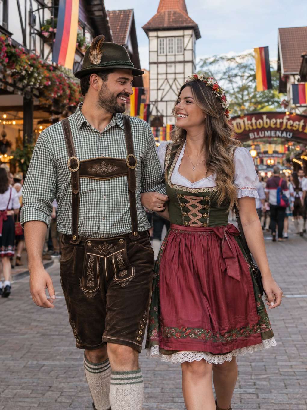casal em trajes típicos - exemplo de prompt oktoberfest