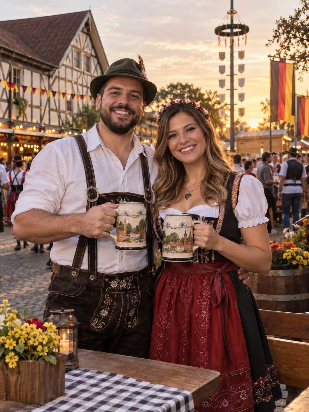 casal na vila germânica - exemplo de prompt oktoberfest
