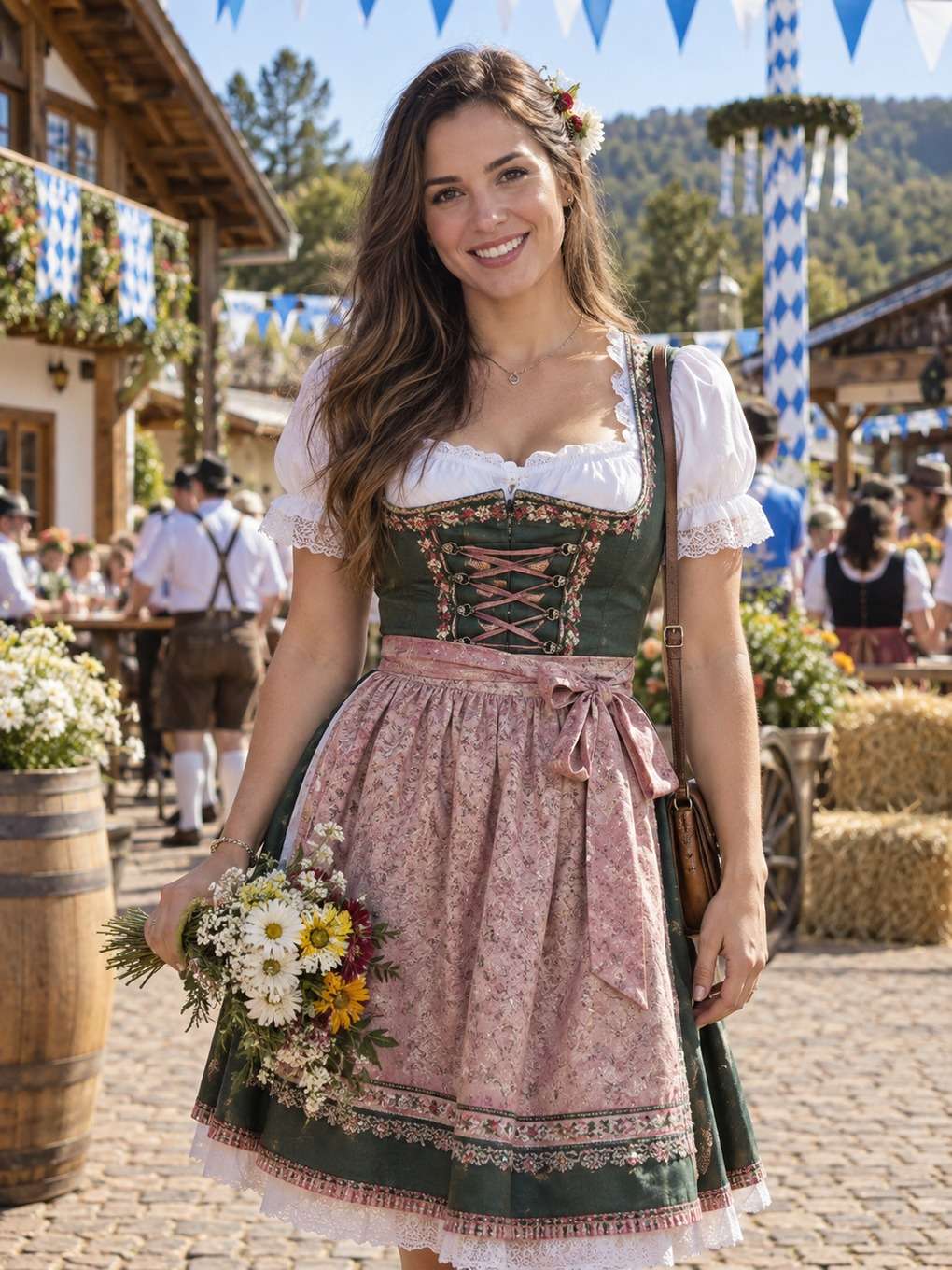 retrato com flores - exemplo de prompt oktoberfest