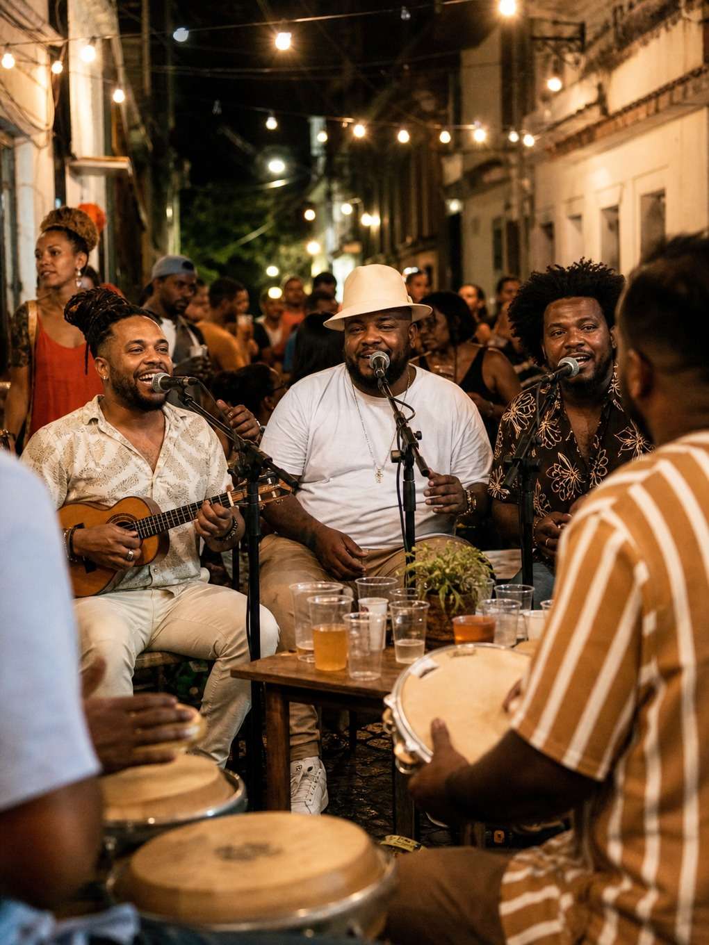 noite de samba na rua - exemplo de foto movida con cantantes
