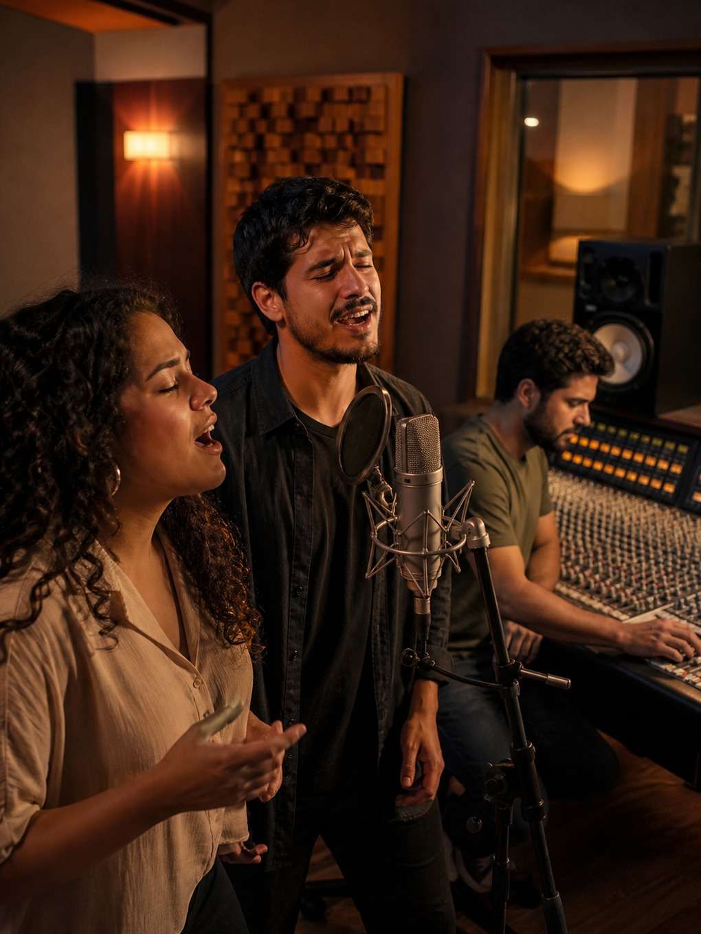encontro íntimo em estúdio de gravação - exemplo de foto movida con cantantes