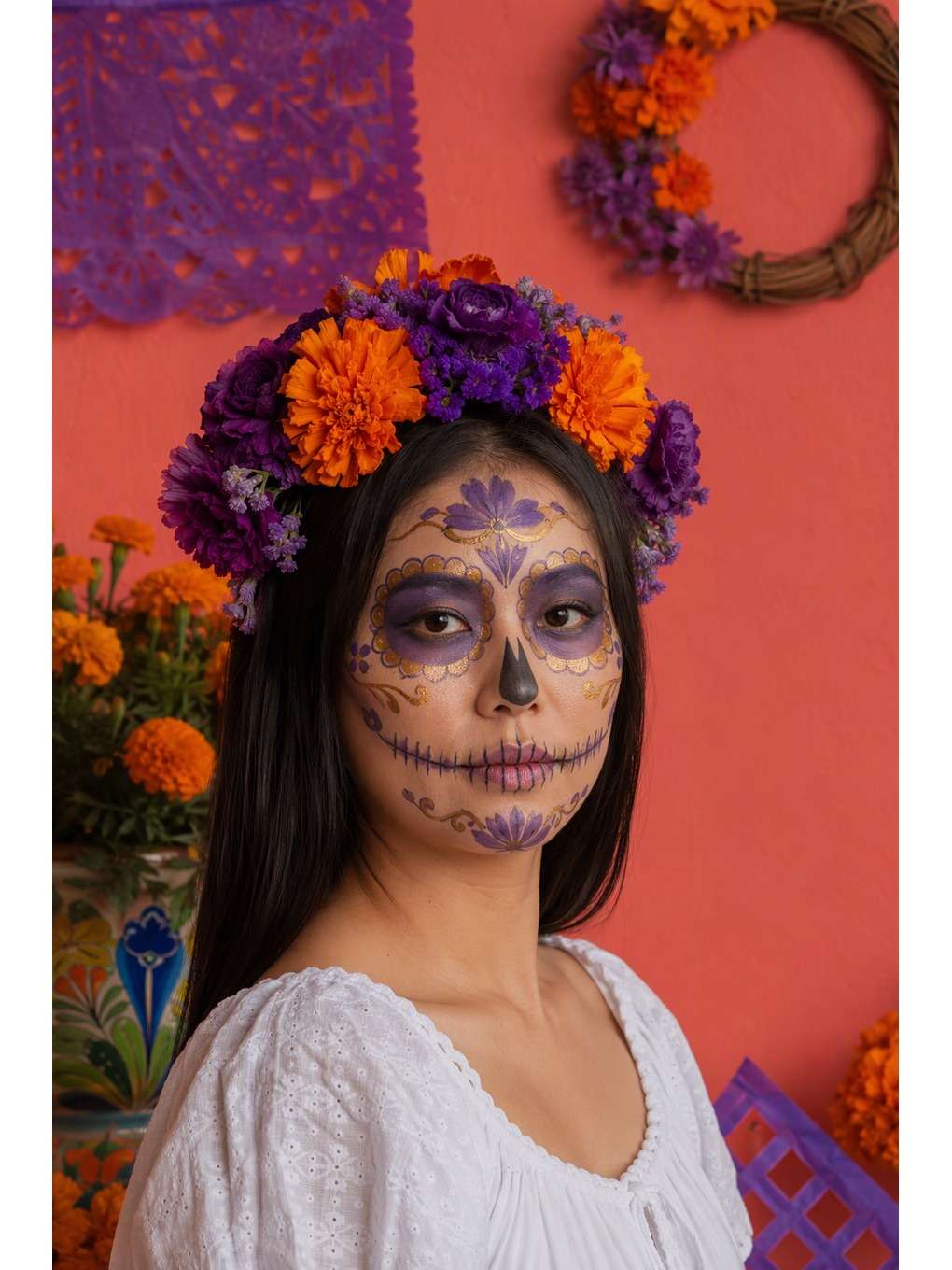 parede coral - exemplo de prompts de catrina para fotos no
