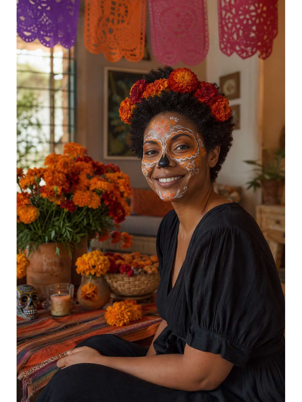 mesa de flores - exemplo de prompts de catrina para fotos no