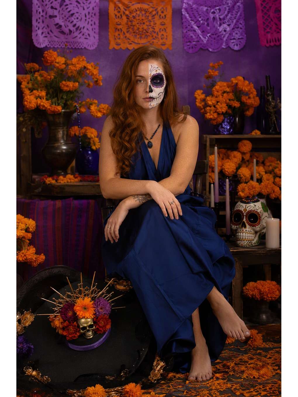 roxo e laranja - exemplo de prompts de catrina para fotos no