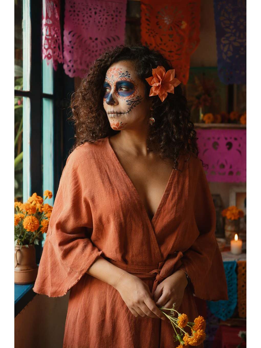 janela e papel recortado - exemplo de prompts de catrina para fotos no