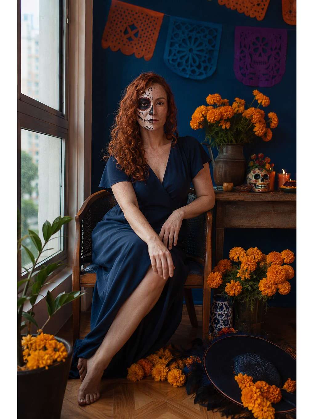 azul e janela - exemplo de prompts de catrina para fotos no