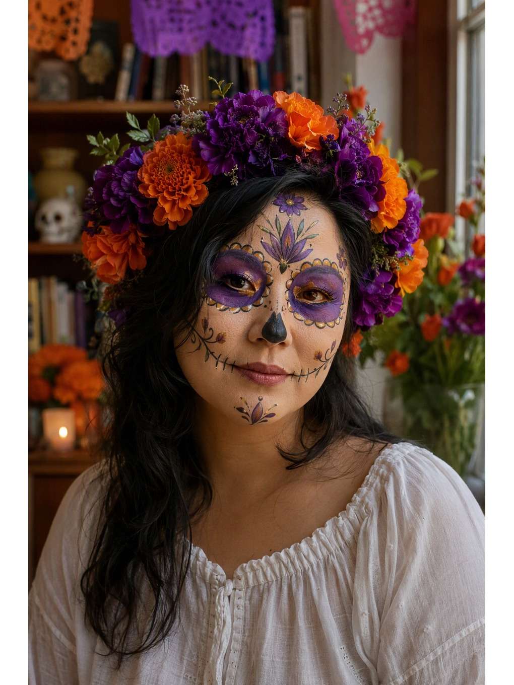 flores e livros - exemplo de prompts de catrina para fotos no