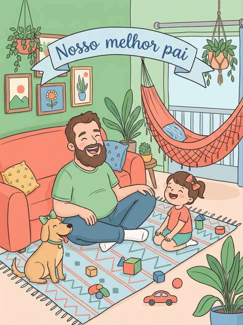 pai com pet - exemplo de cartão de dia dos pais