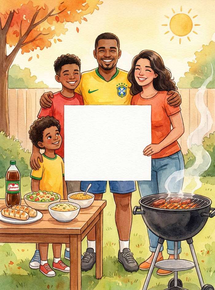 churrasco de domingo - exemplo de cartão de dia dos pais