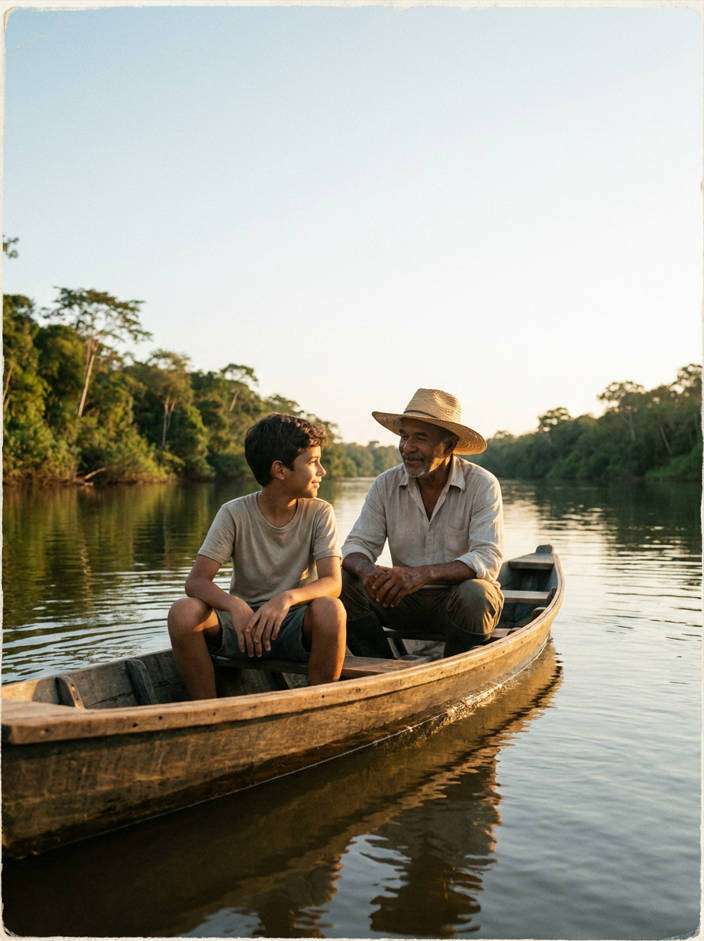 passeio de barco - exemplo de cartão de dia dos pais