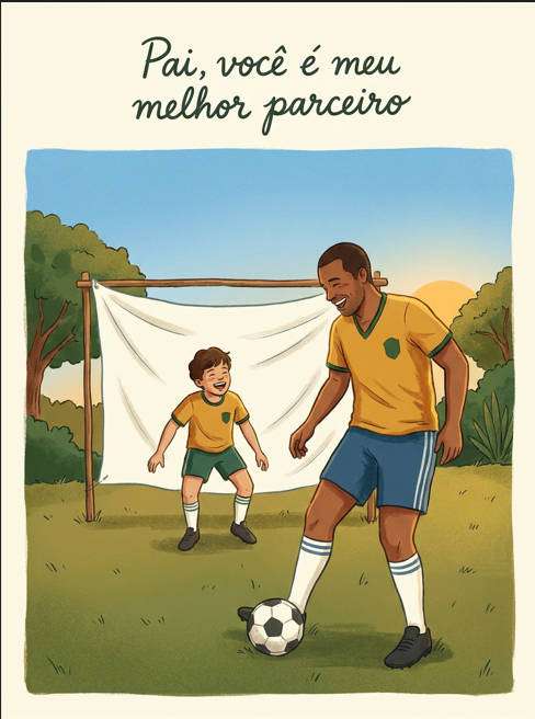 futebol no quintal - exemplo de cartão de dia dos pais