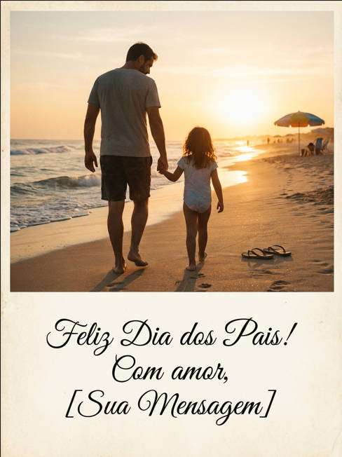 praia ao entardecer - exemplo de cartão de dia dos pais
