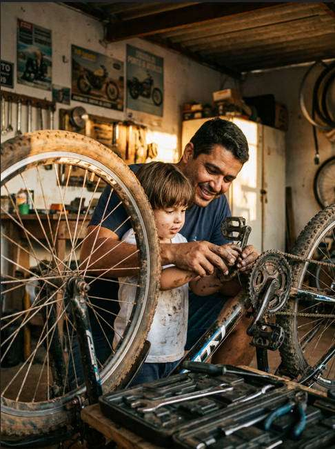 oficina de bicicleta - exemplo de fotos de dia dos pais