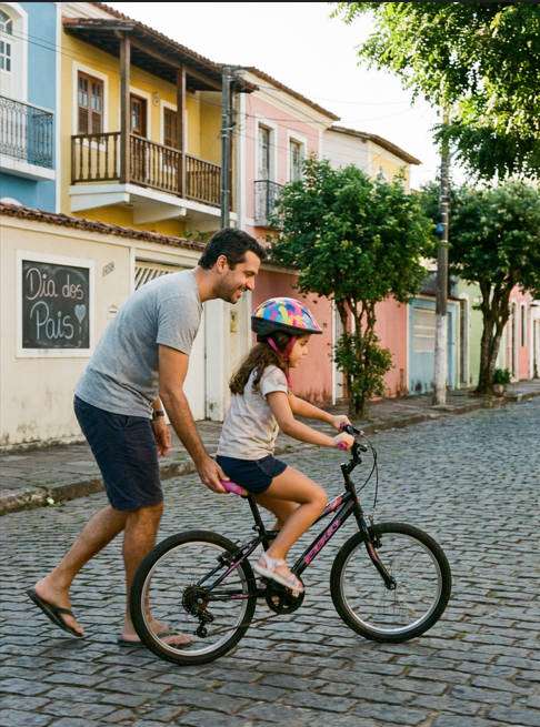 aprendendo a pedalar - exemplo de fotos de dia dos pais