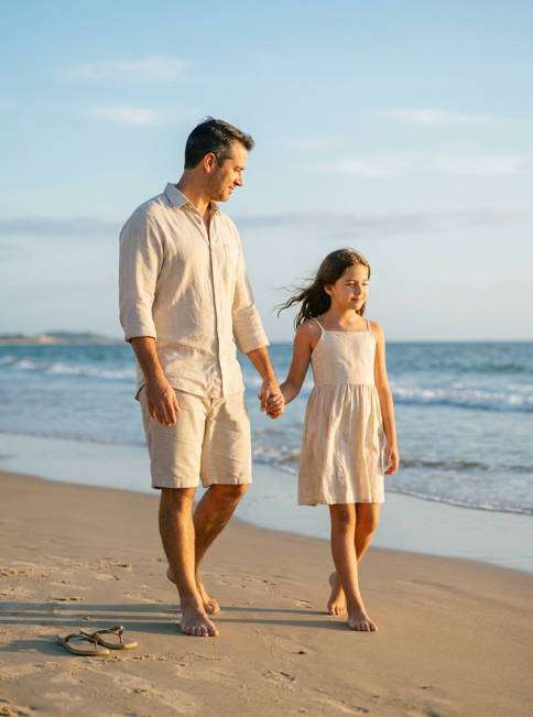 pai e filha na praia - exemplo de fotos de dia dos pais