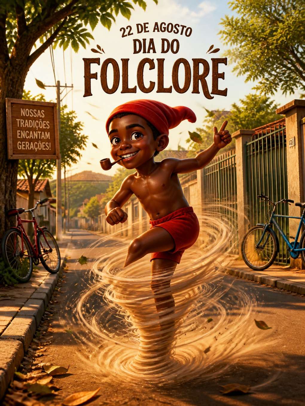 saci e vento na rua da cidade - exemplo de o dia do folclore