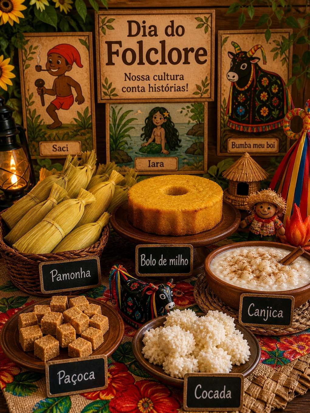 comidas típicas e clima folclórico - exemplo de o dia do folclore