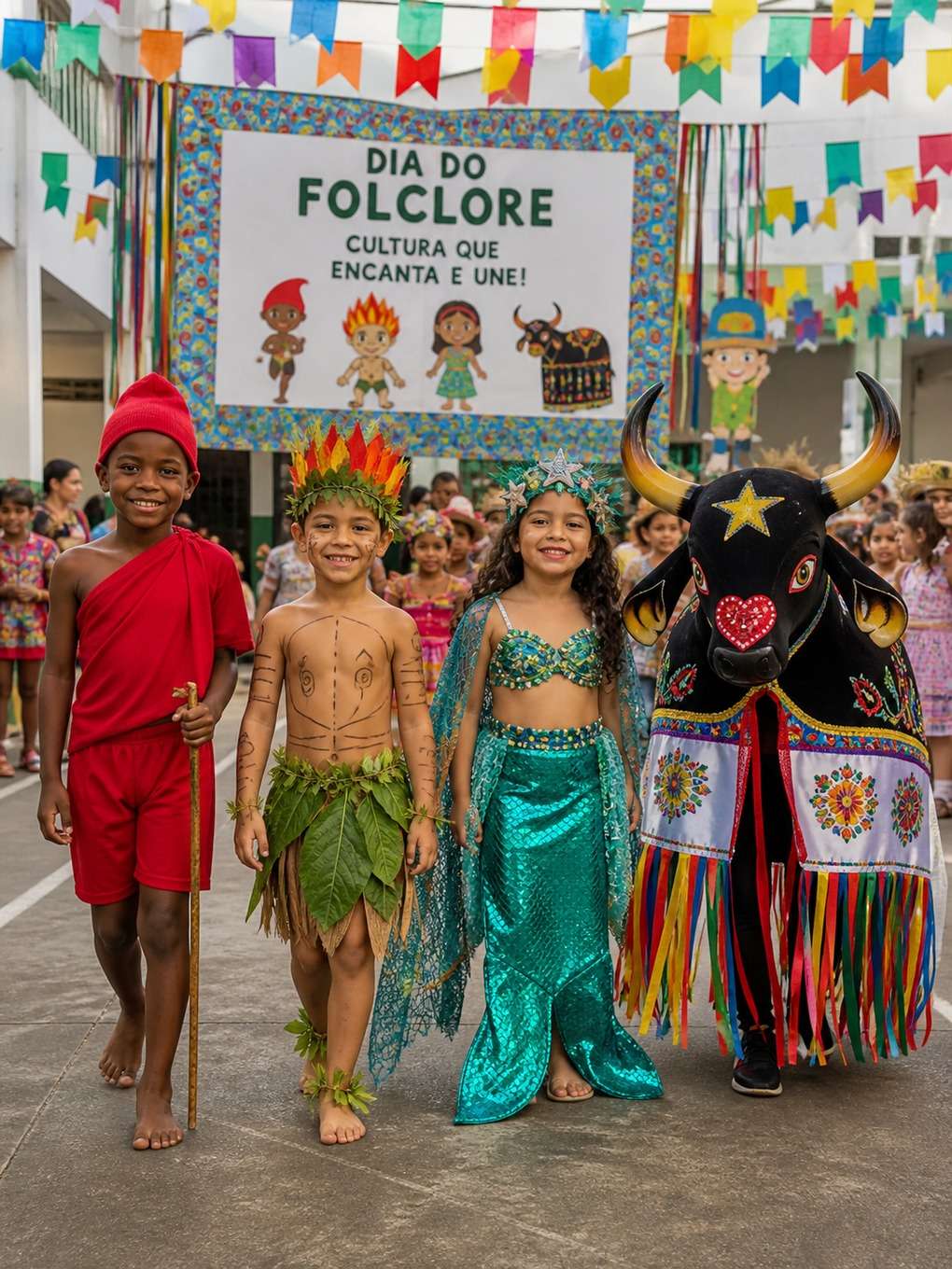 desfile escolar de personagens folclóricos - exemplo de o dia do folclore