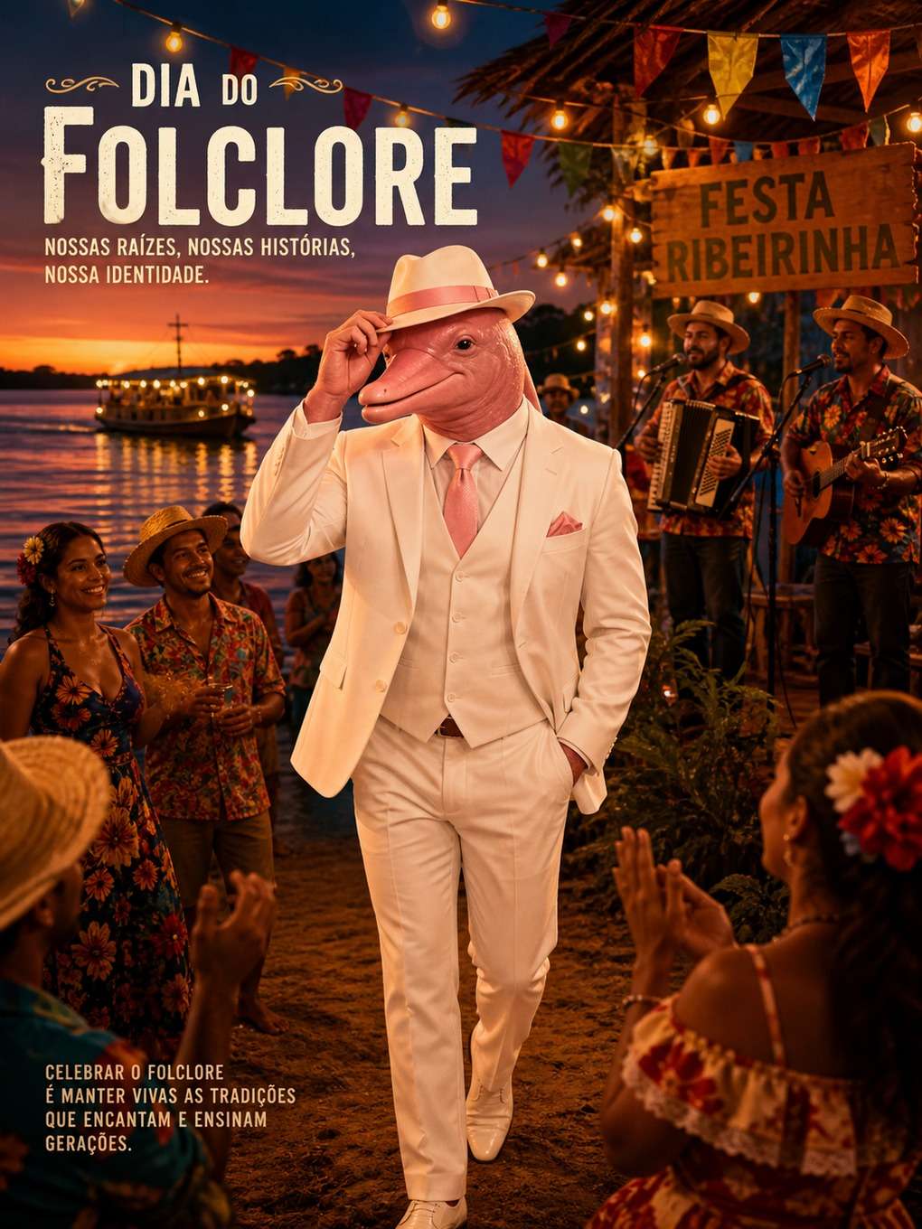 boto-cor-de-rosa em noite de festa - exemplo de o dia do folclore