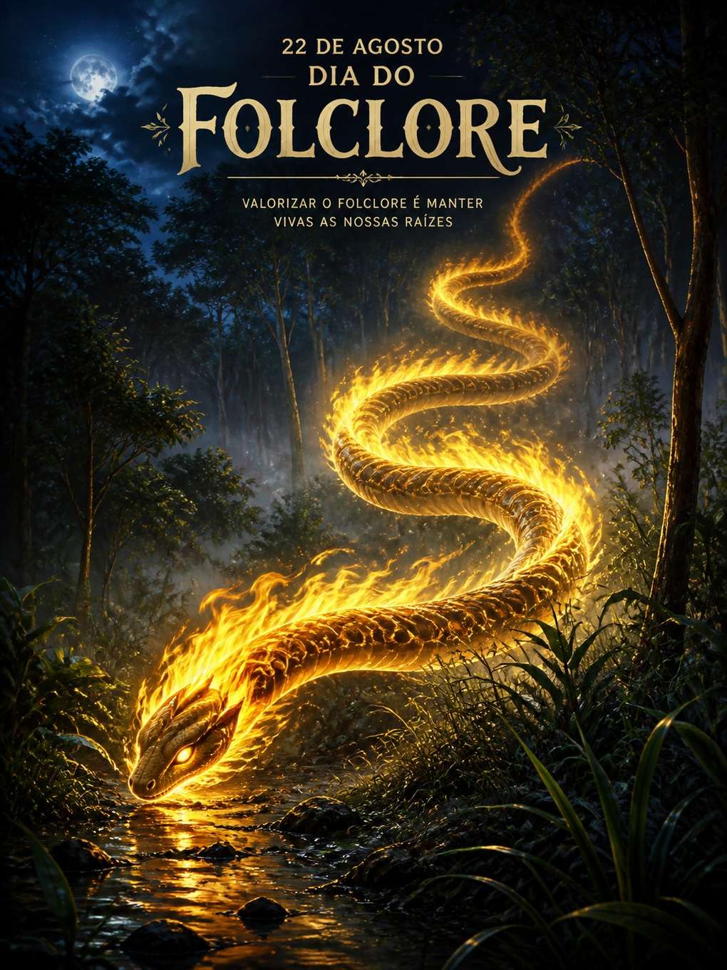 boitatá iluminando a mata - exemplo de o dia do folclore