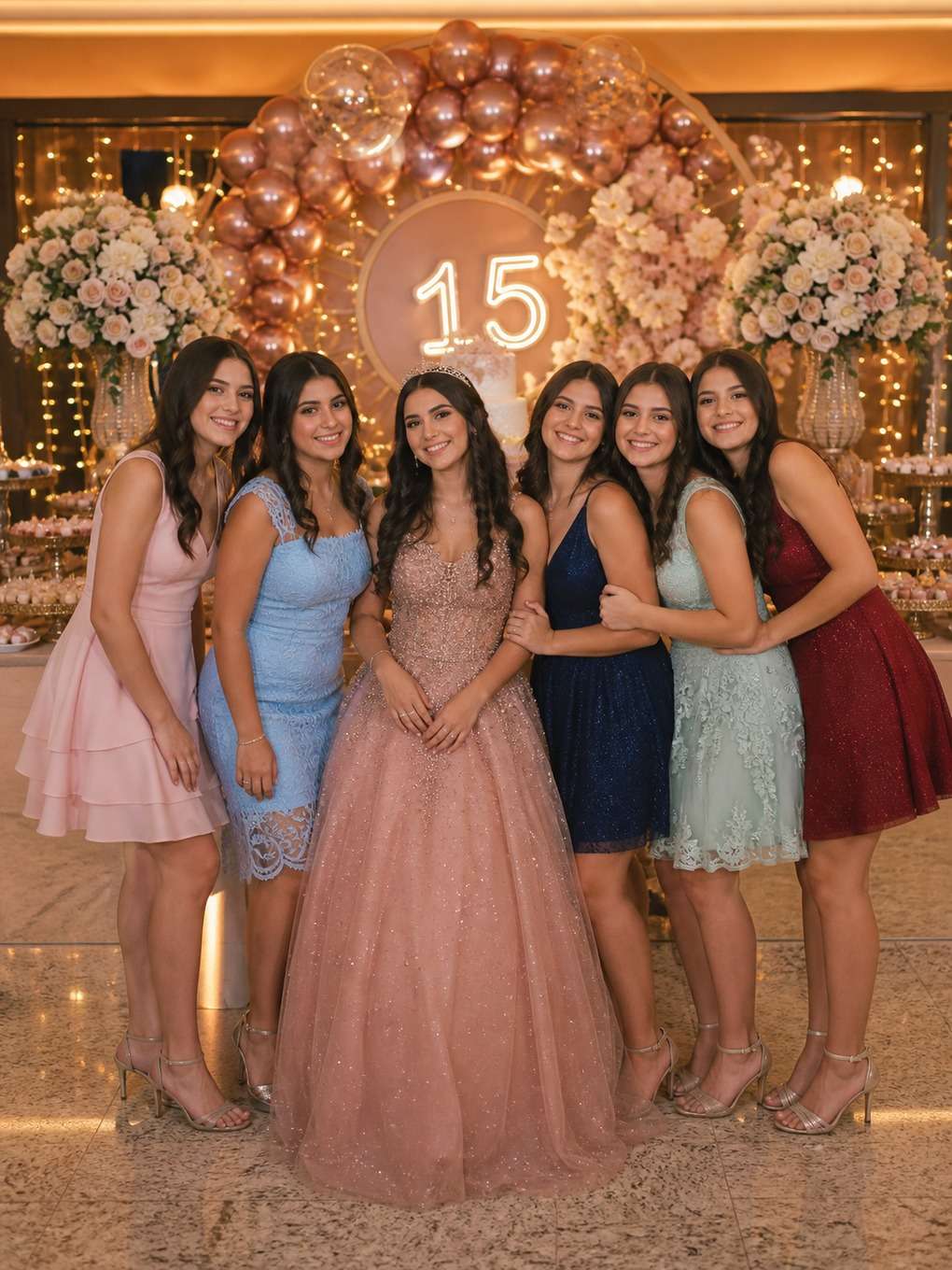 paleta rosé - exemplo de prompts para fotos com amigas nos 15 anos