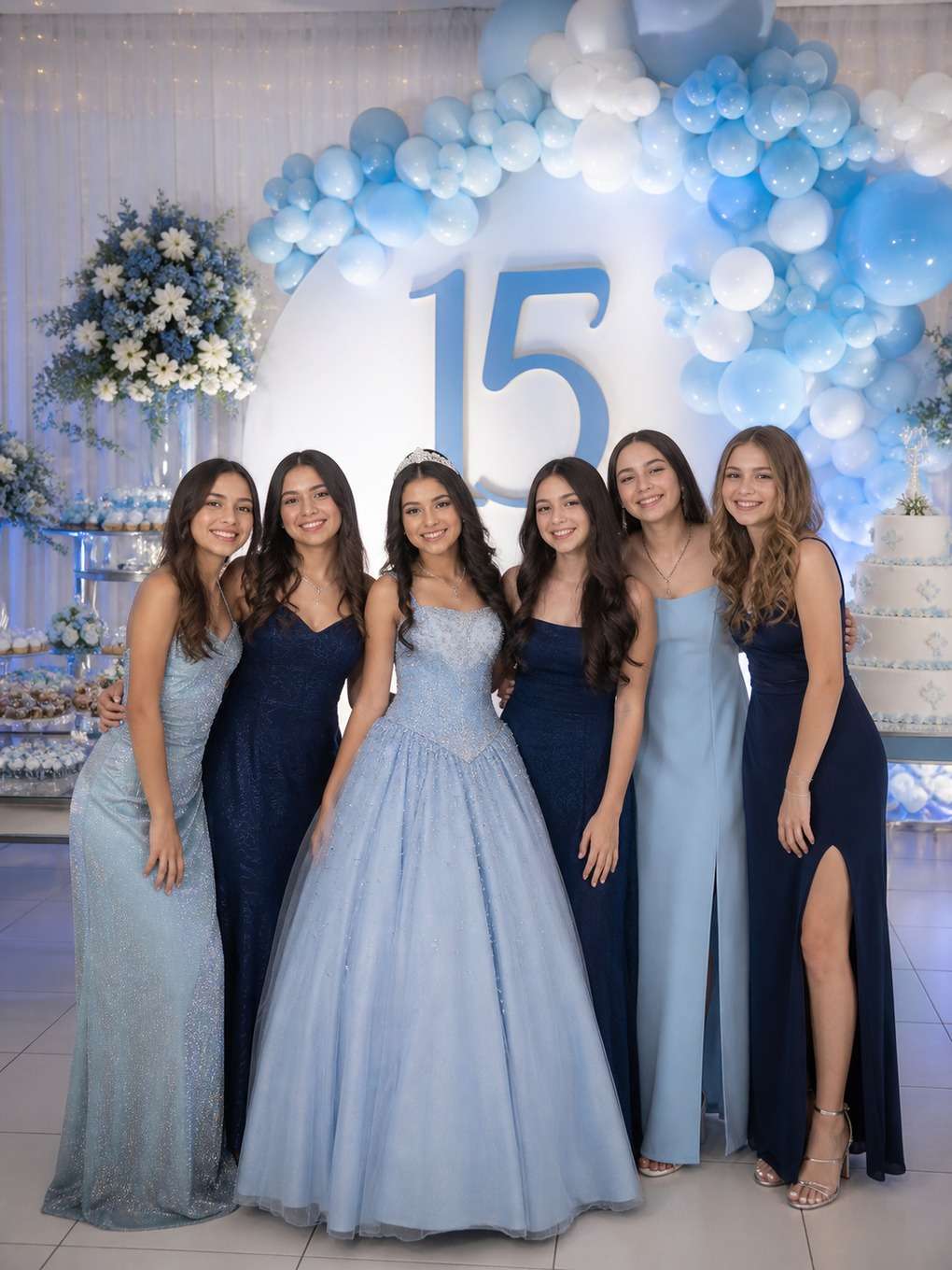 azul serenity - exemplo de prompts para fotos com amigas nos 15 anos