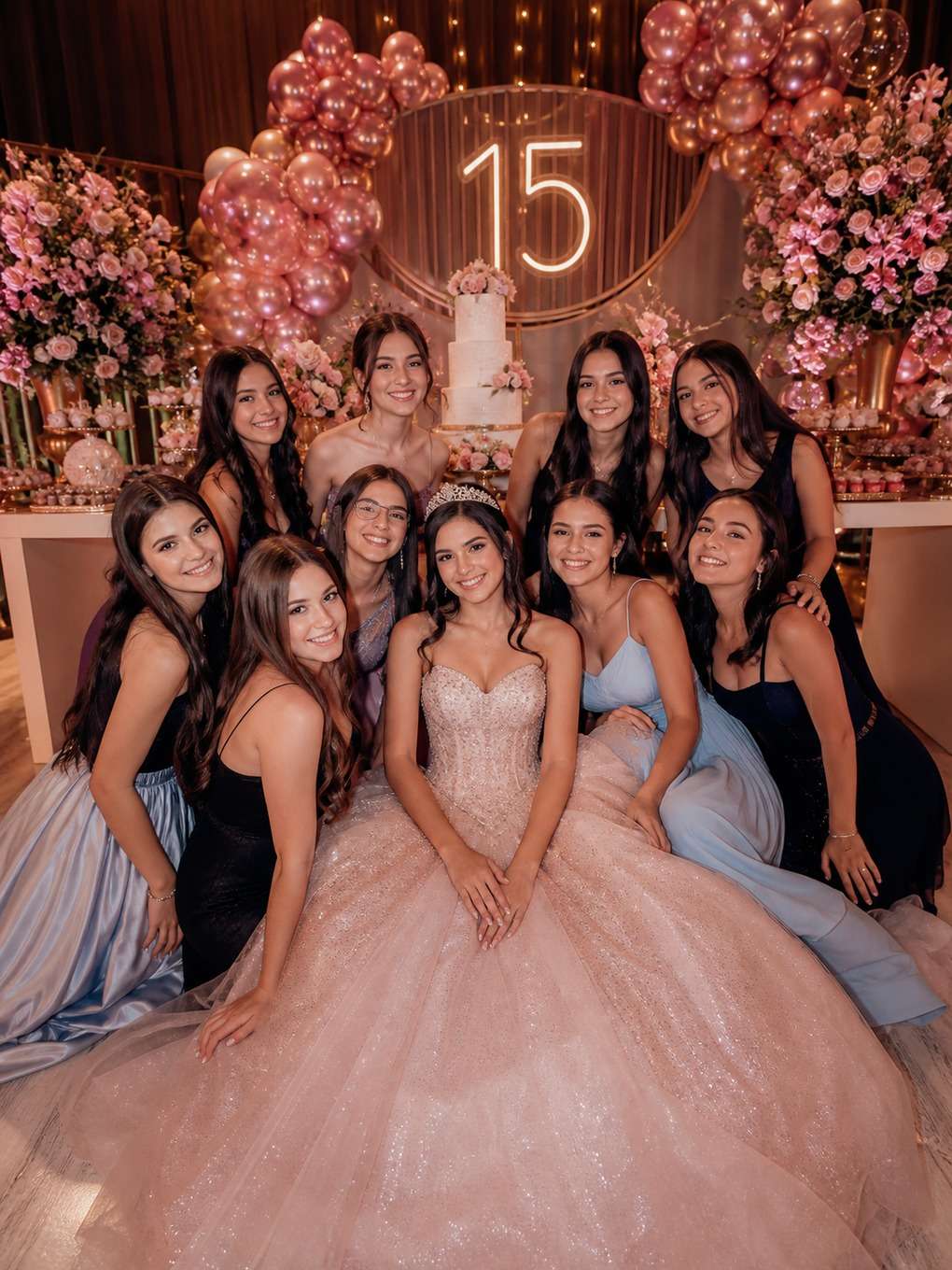 corredor de luzes - exemplo de prompts para fotos com amigas nos 15 anos