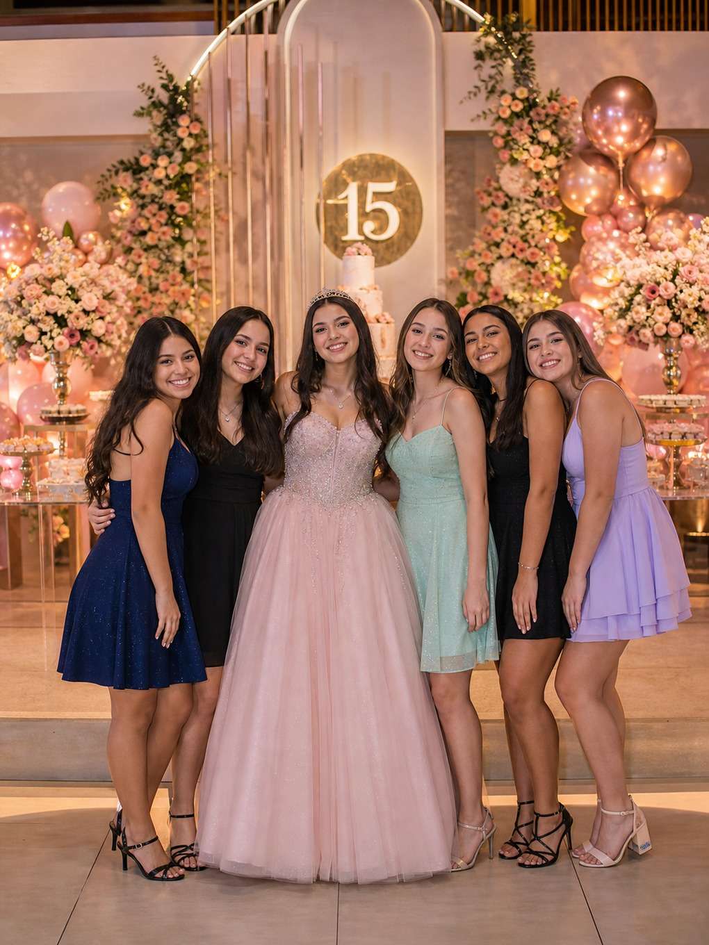 mesa do bolo - exemplo de prompts para fotos com amigas nos 15 anos