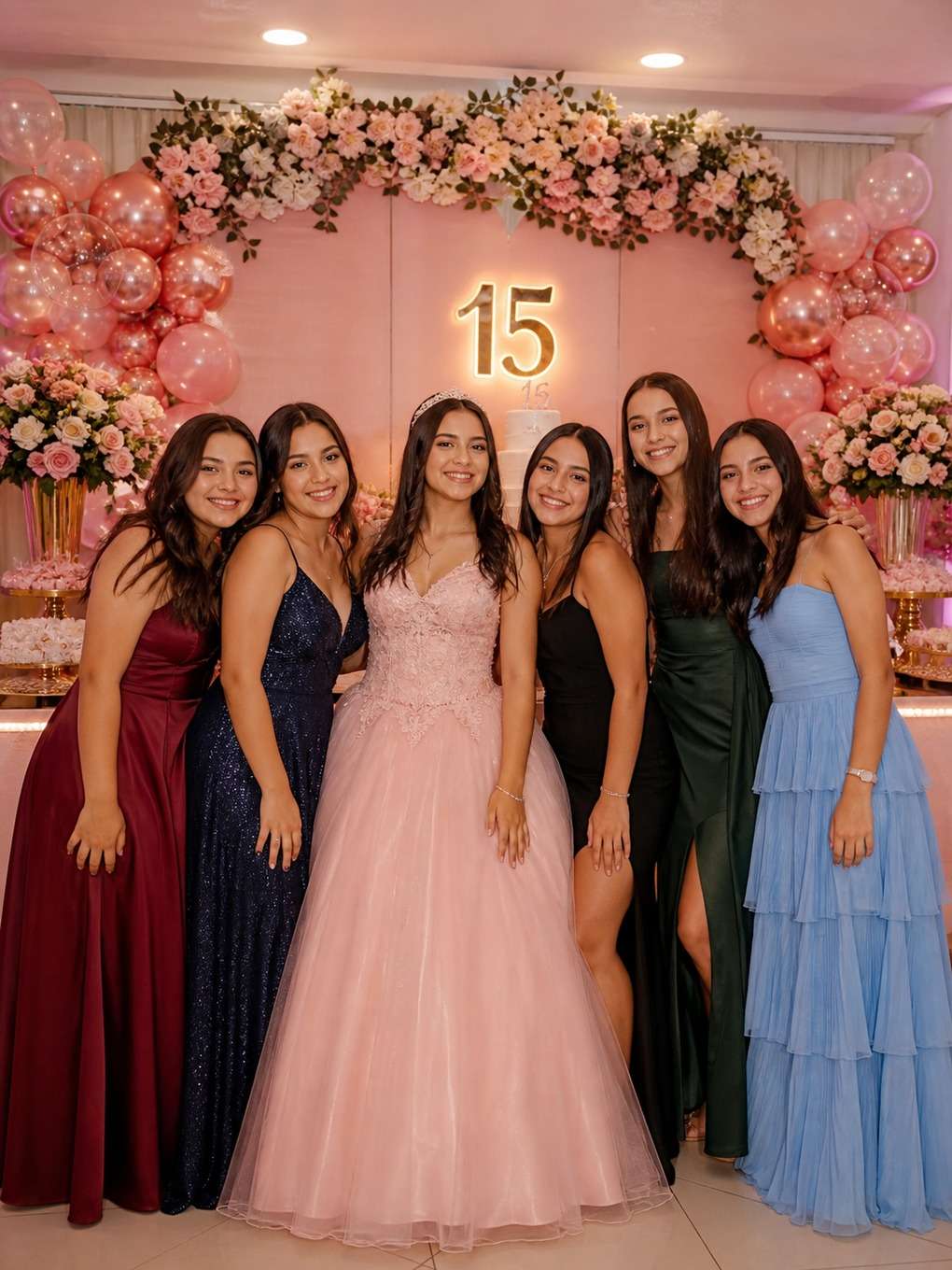 fundo floral - exemplo de prompts para fotos com amigas nos 15 anos