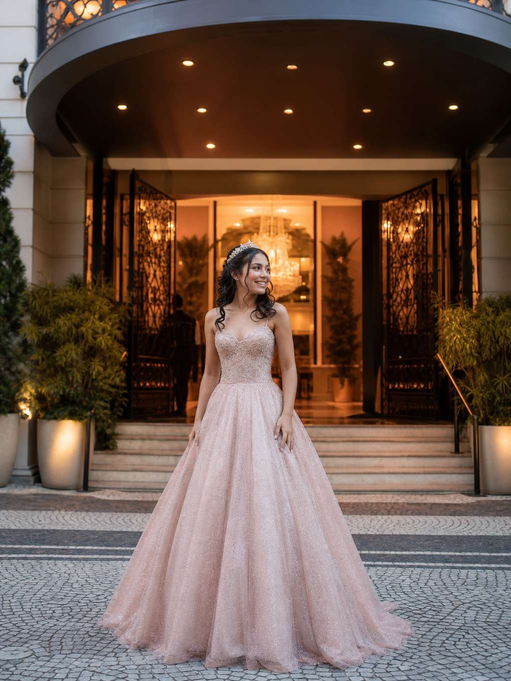 book urbano suave - exemplo de prompts para fotos com vestido de debutante