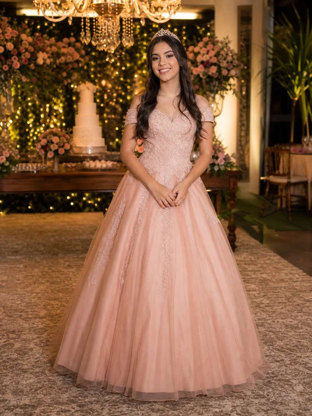 ensaio antes da festa - exemplo de prompts para fotos com vestido de debutante