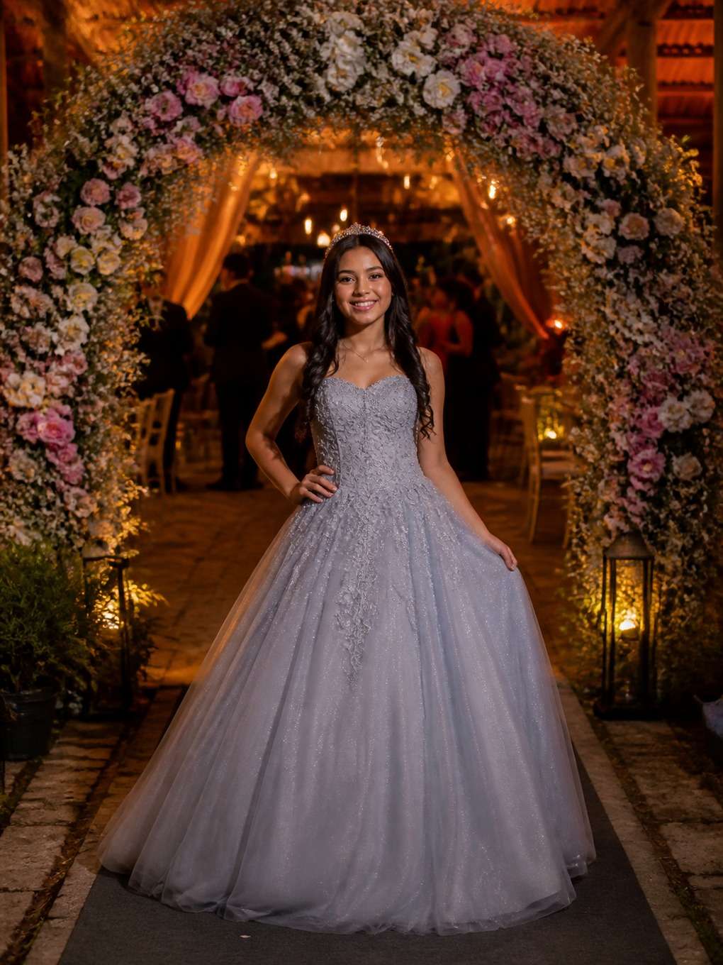 entrada da debutante - exemplo de prompts para fotos com vestido de debutante