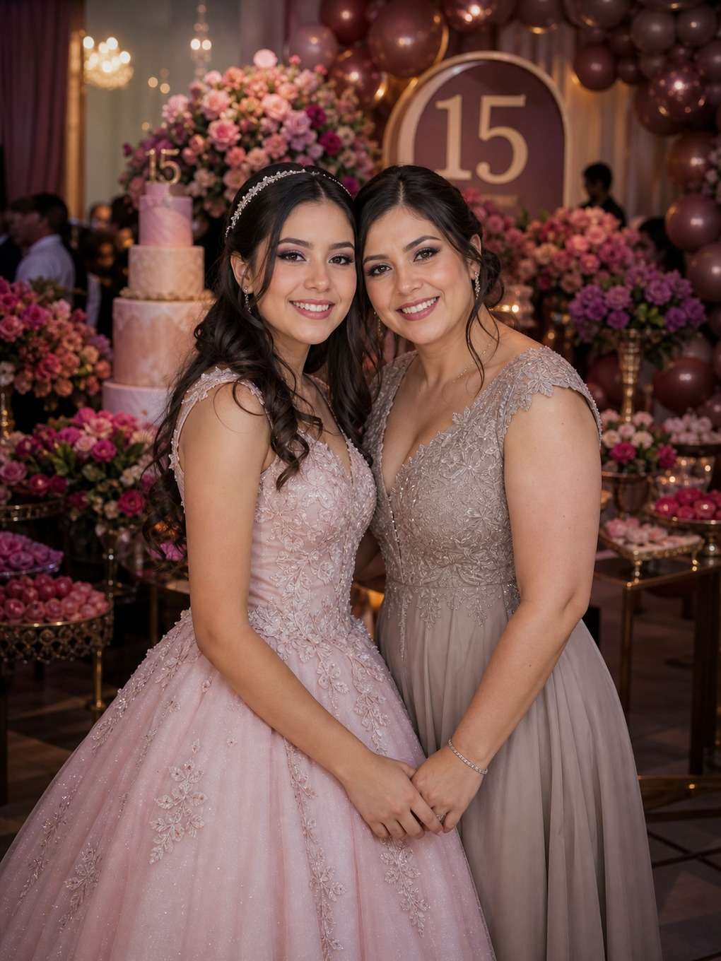 camarim de debutante - exemplo de prompts para fotos de mãe e filha nos 15 anos