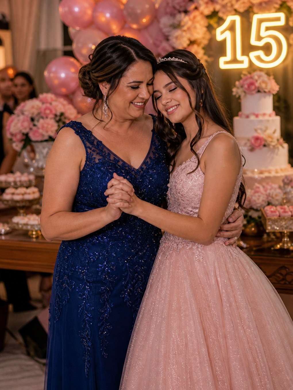 dança com família - exemplo de prompts para fotos de mãe e filha nos 15 anos