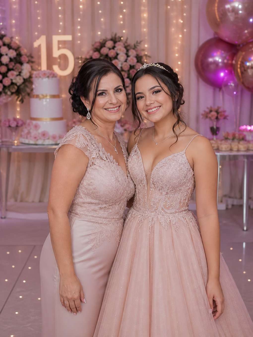 pista de dança - exemplo de prompts para fotos de mãe e filha nos 15 anos