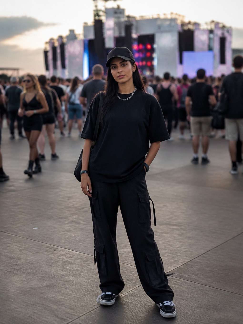 estilo street com boné - exemplo de prompts para look rock in rio