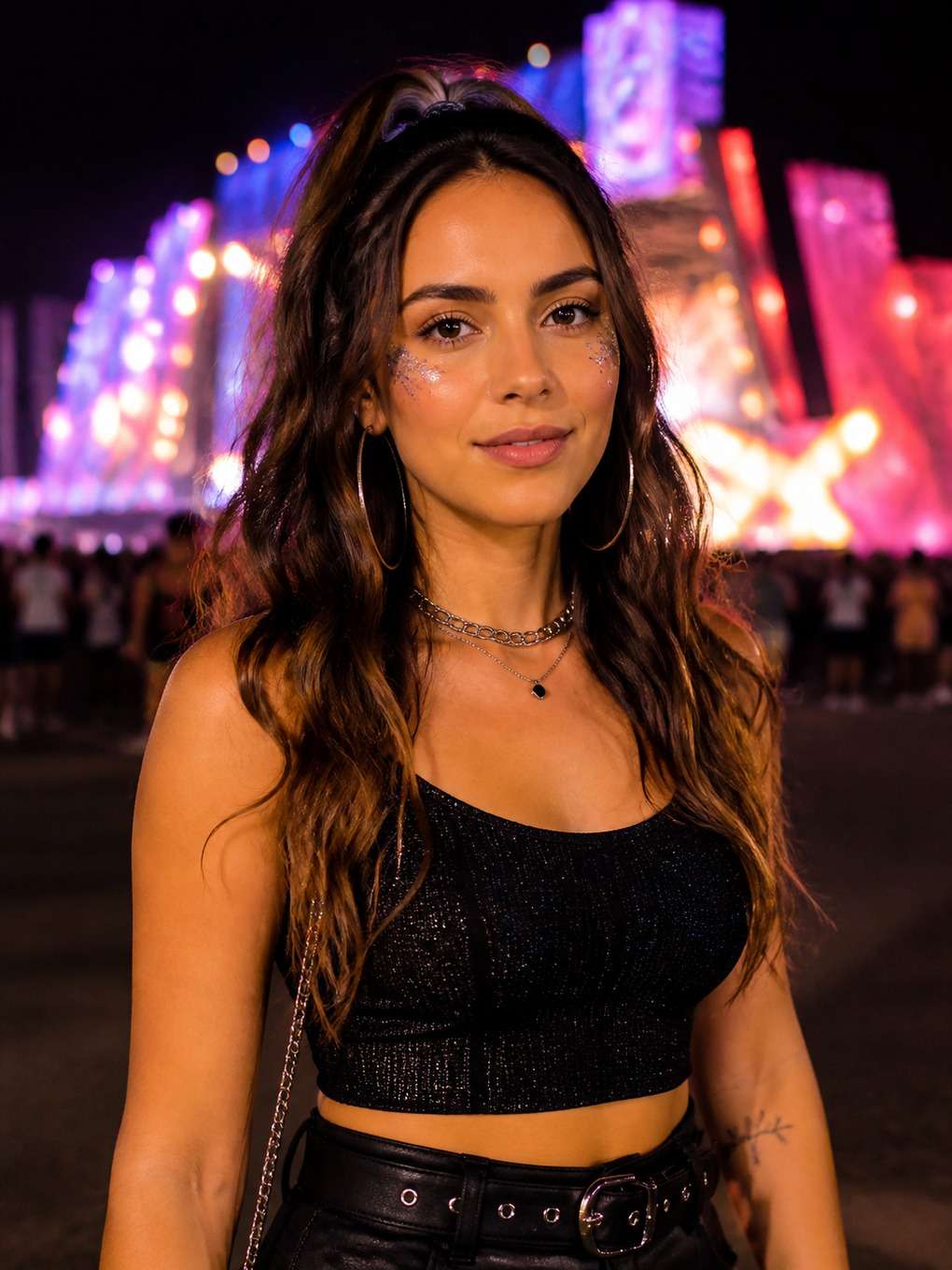 close de beleza de festival - exemplo de prompts para look rock in rio