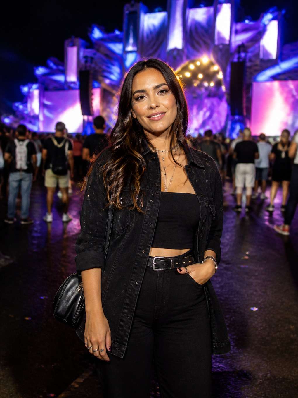 glitter e luz de palco - exemplo de prompts para look rock in rio