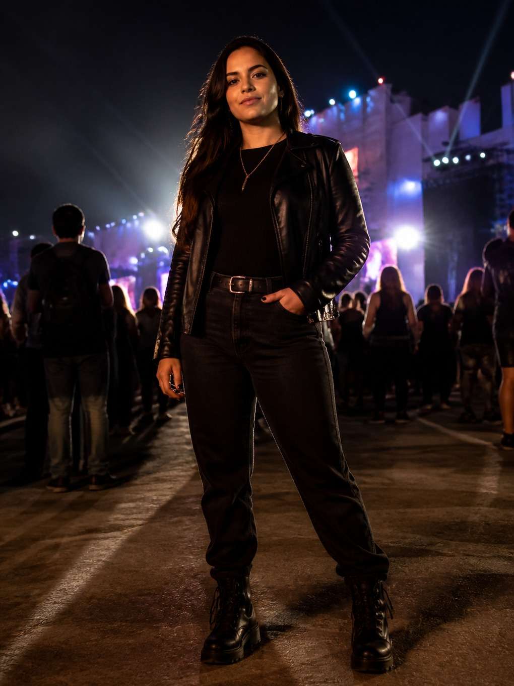luz de palco com expressão confiante - exemplo de prompts para look rock in rio