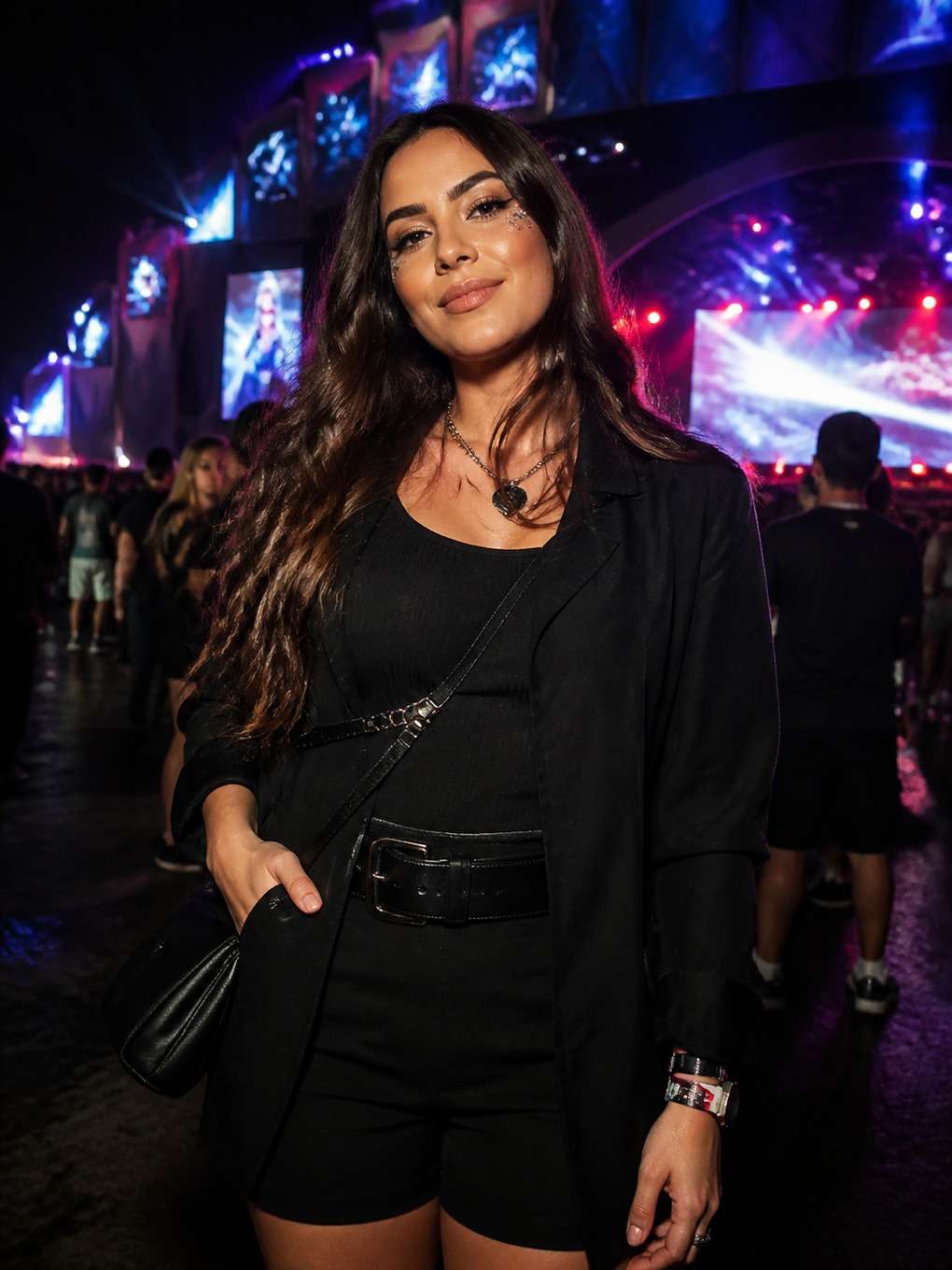 brilho com maquiagem marcante - exemplo de prompts para look rock in rio