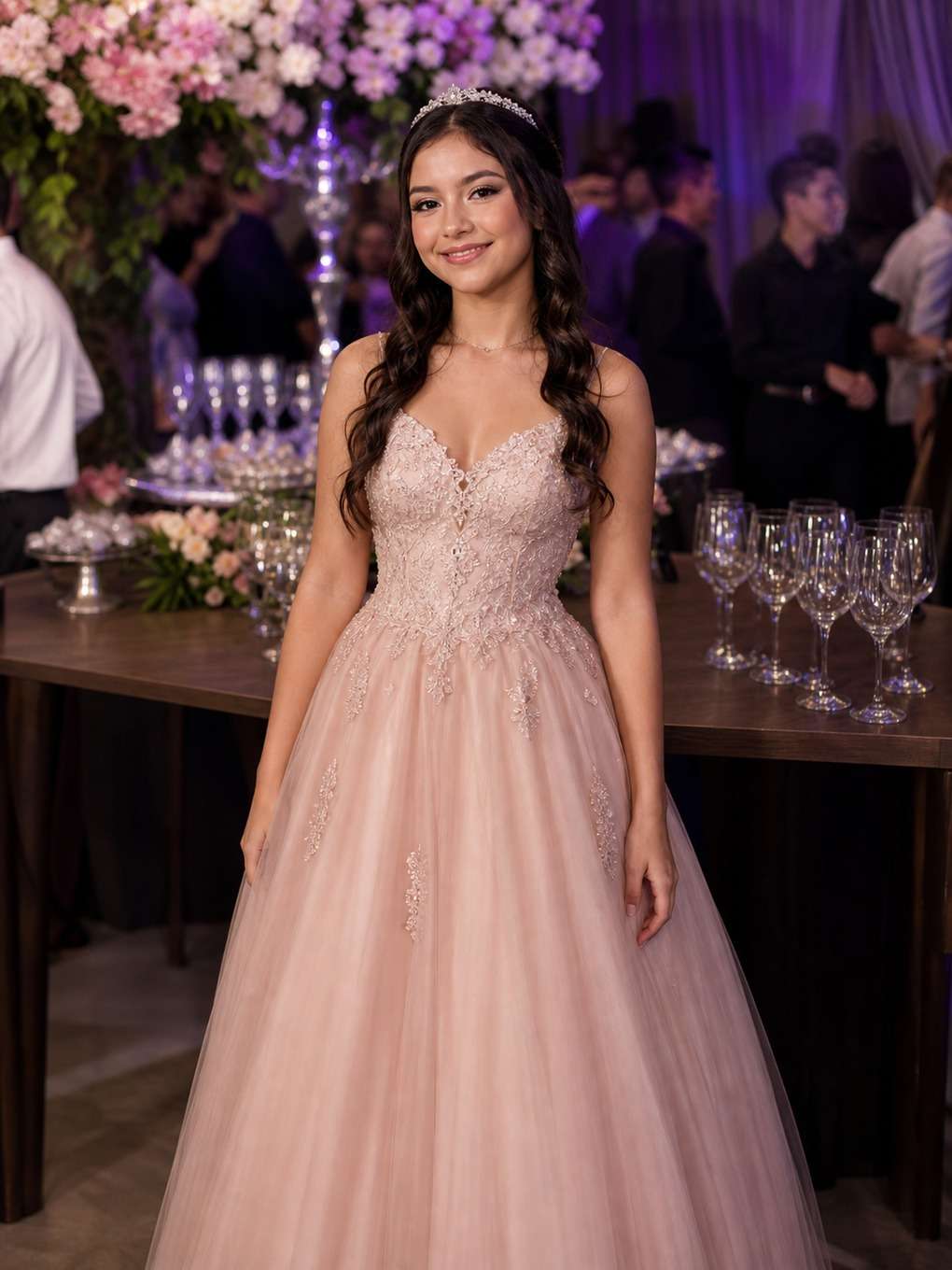 momento do brinde - exemplo de prompts para maquiagem de debutante