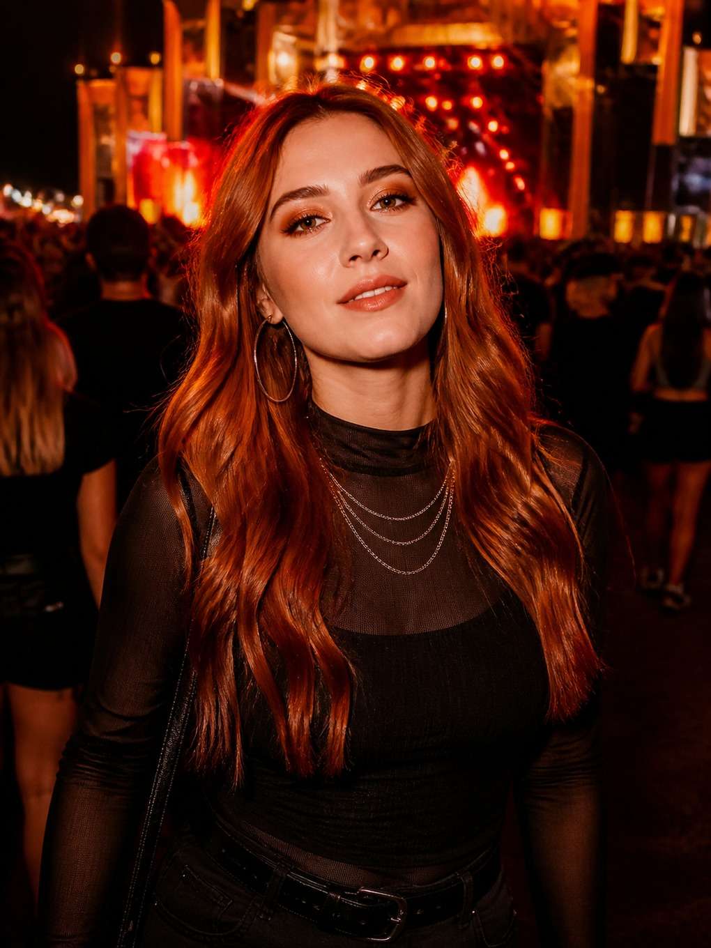 ruiva com sombra cobre - exemplo de prompts para maquiagem rock in rio