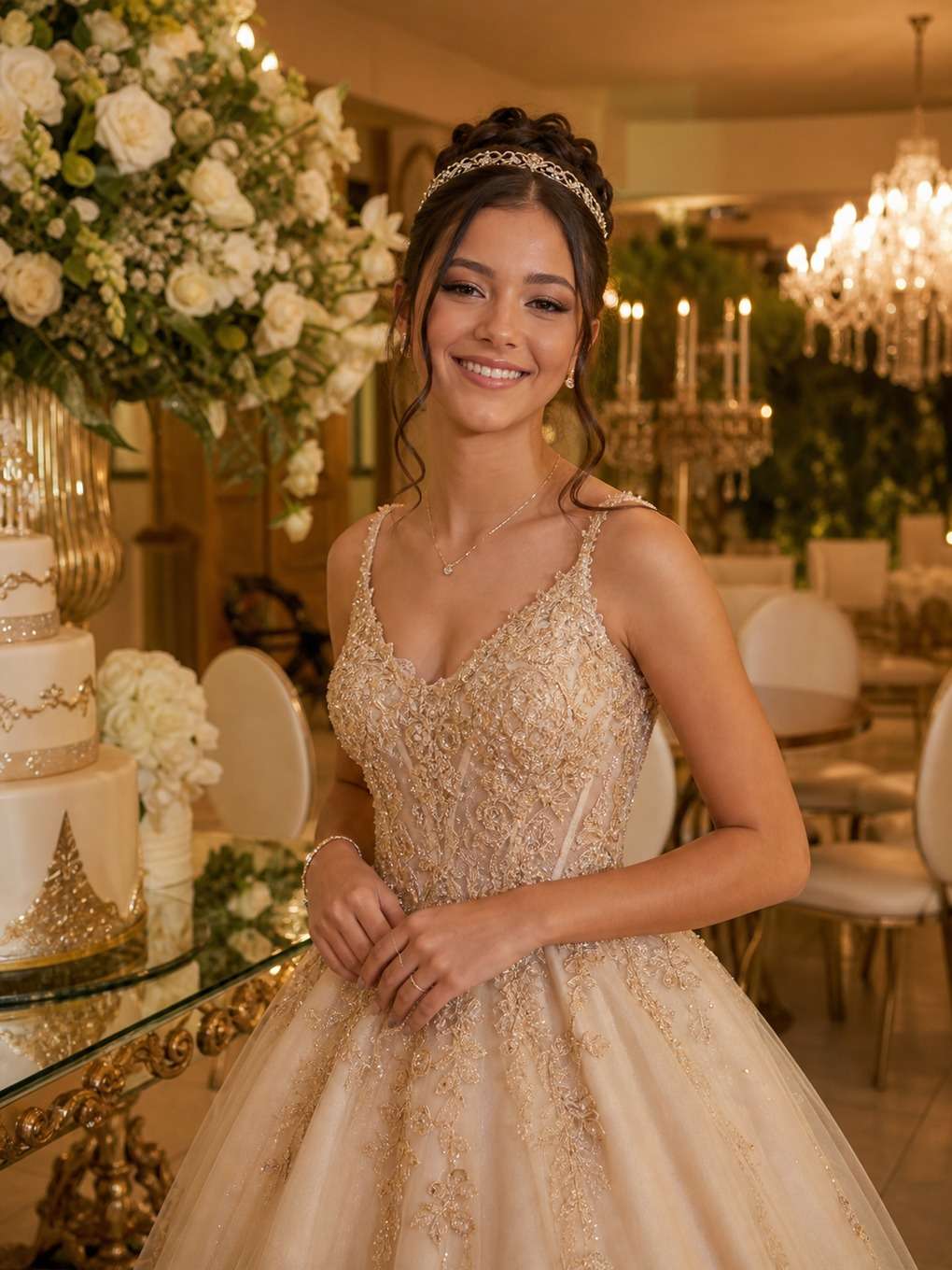 salão clássico - exemplo de prompts para penteados de debutante